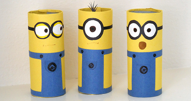 easy art and craft ideas for kids - minion craft from toilet rolls